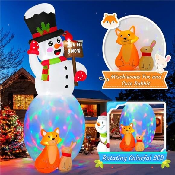 Amazon.com: OurWarm 12FT Inflatable Snowman Outdoor  12FT Christmas Inflatable Snowman Outdoor Decoration with Rabbit Fox Decor